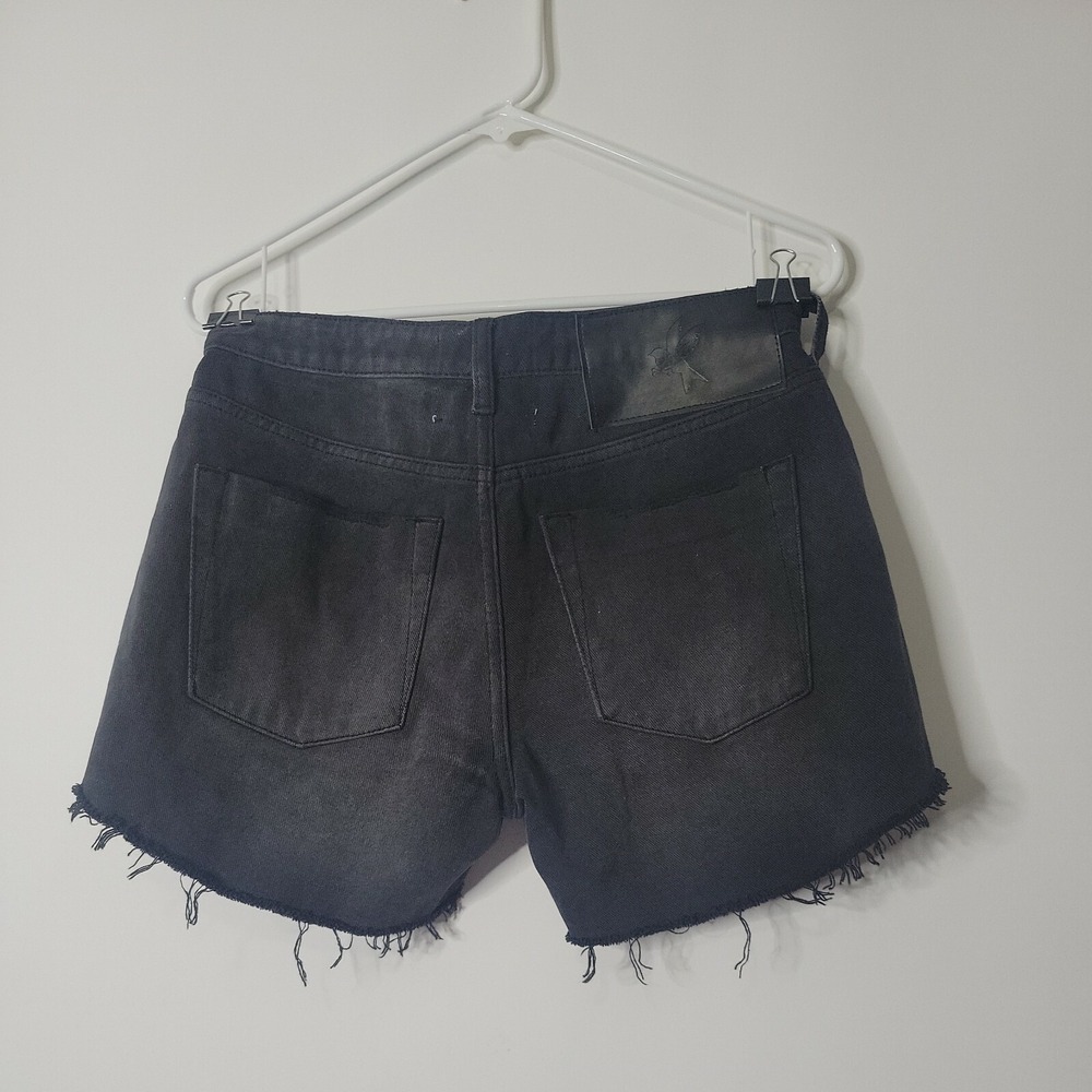 One Teaspoon Women Size 26 Black Denim Cut Off Distressed Shorts